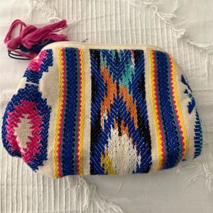 Multicolor Woven Cosmetic Bag